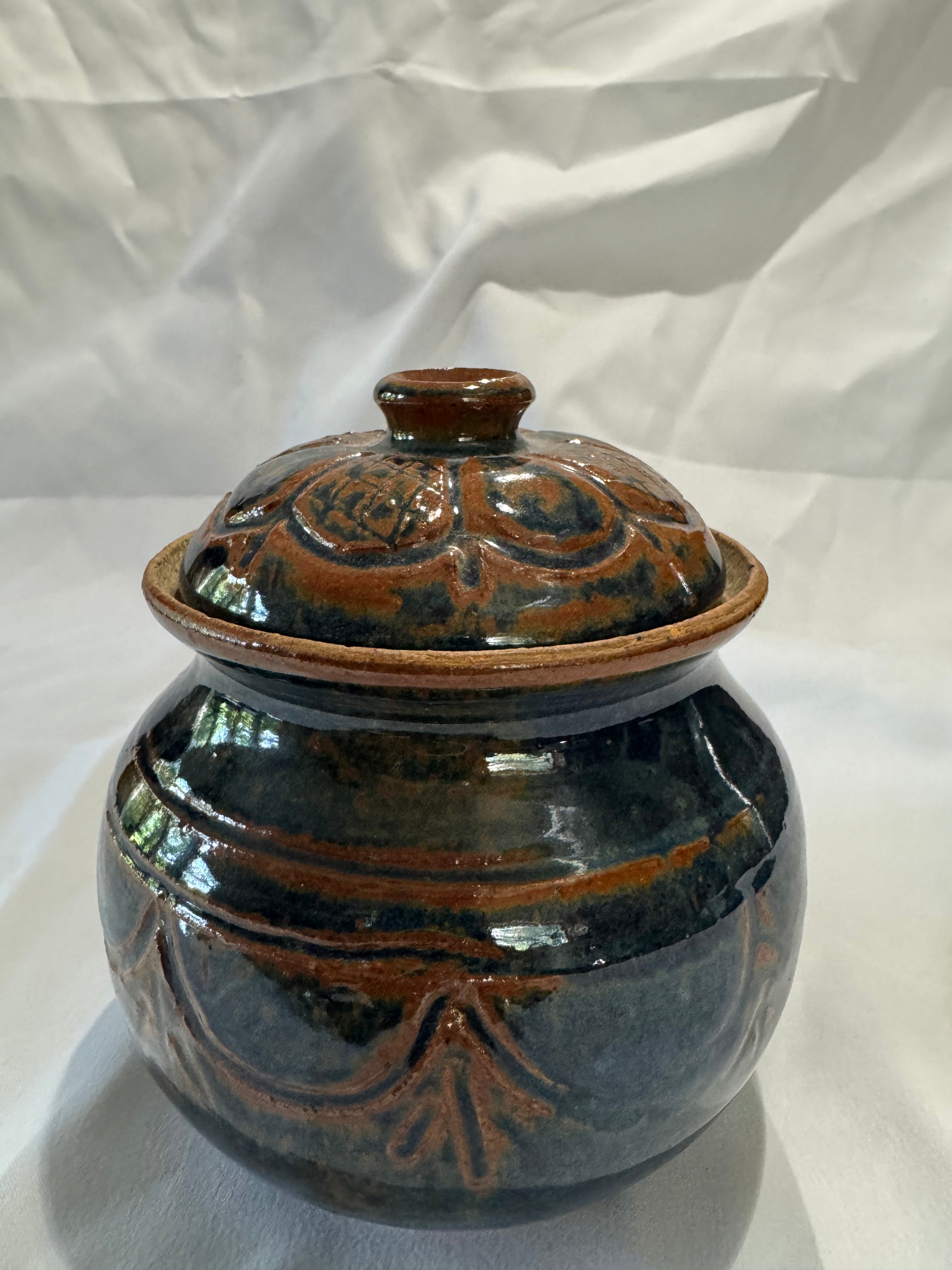 Handmade ceramic jar with lid-1977