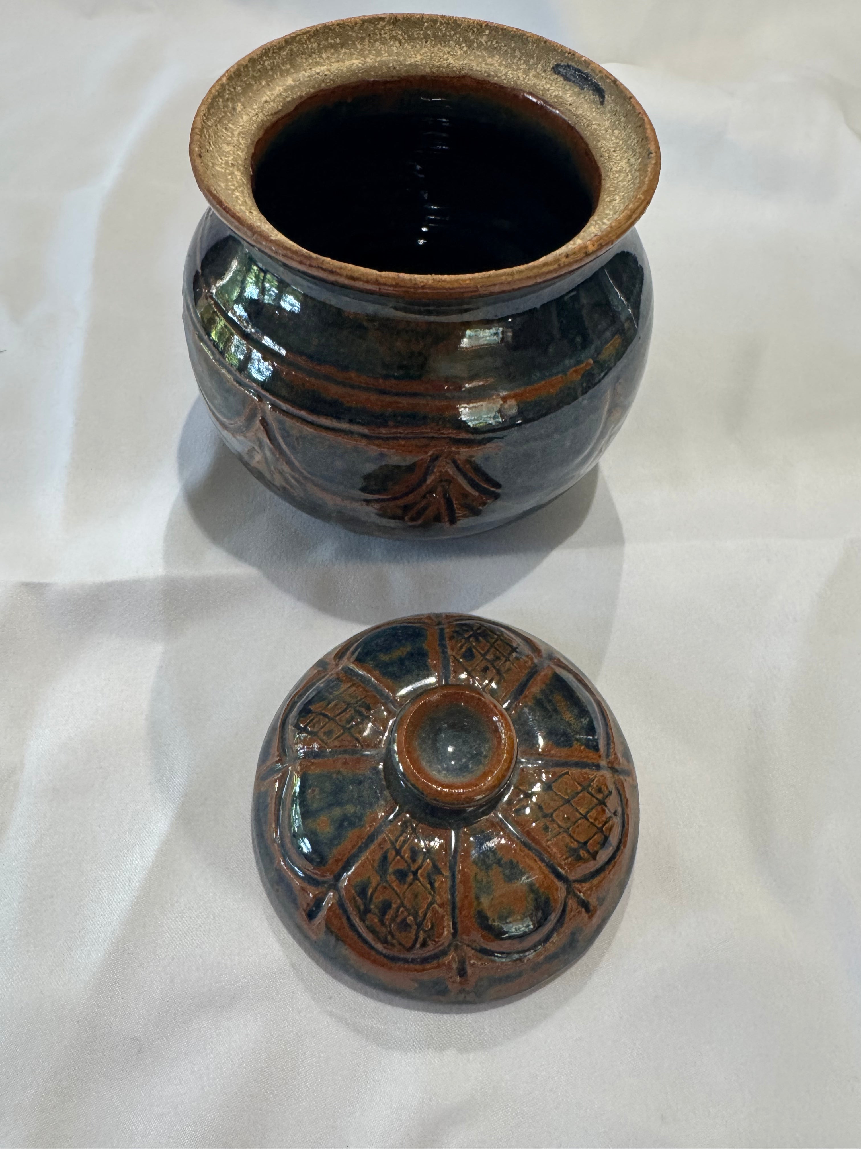 Handmade ceramic jar with lid-1977